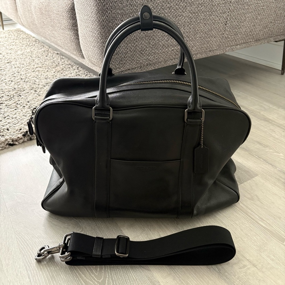 Coach Weekend Leather Duffel Bag Black